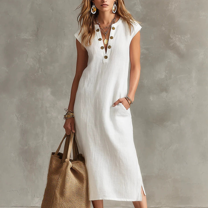 Womens Simple And Elegant Solid-color Dress