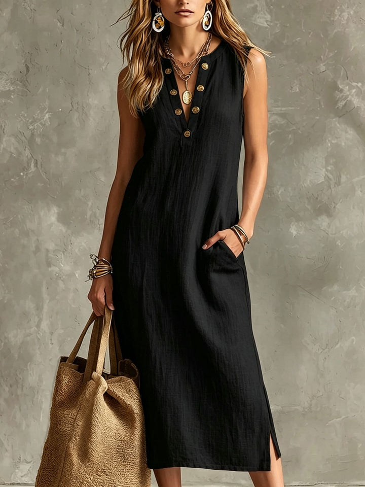 Womens Simple And Elegant Solid-color Dress