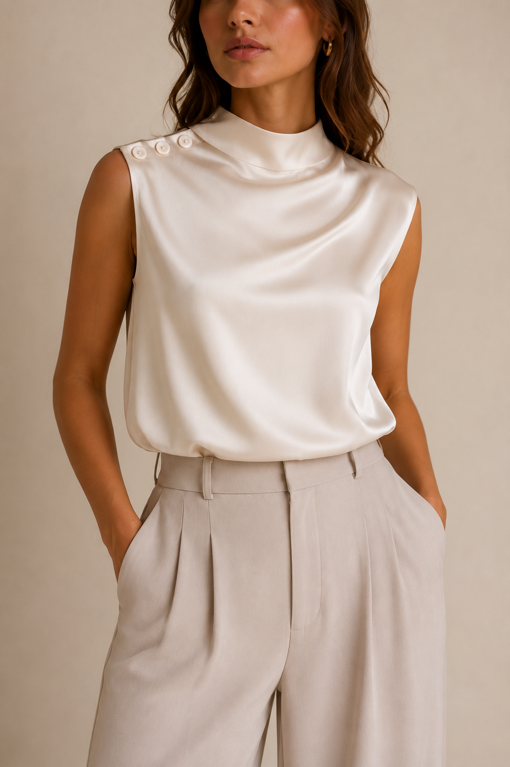Elisa | Blusa Elegante con Collo Alto