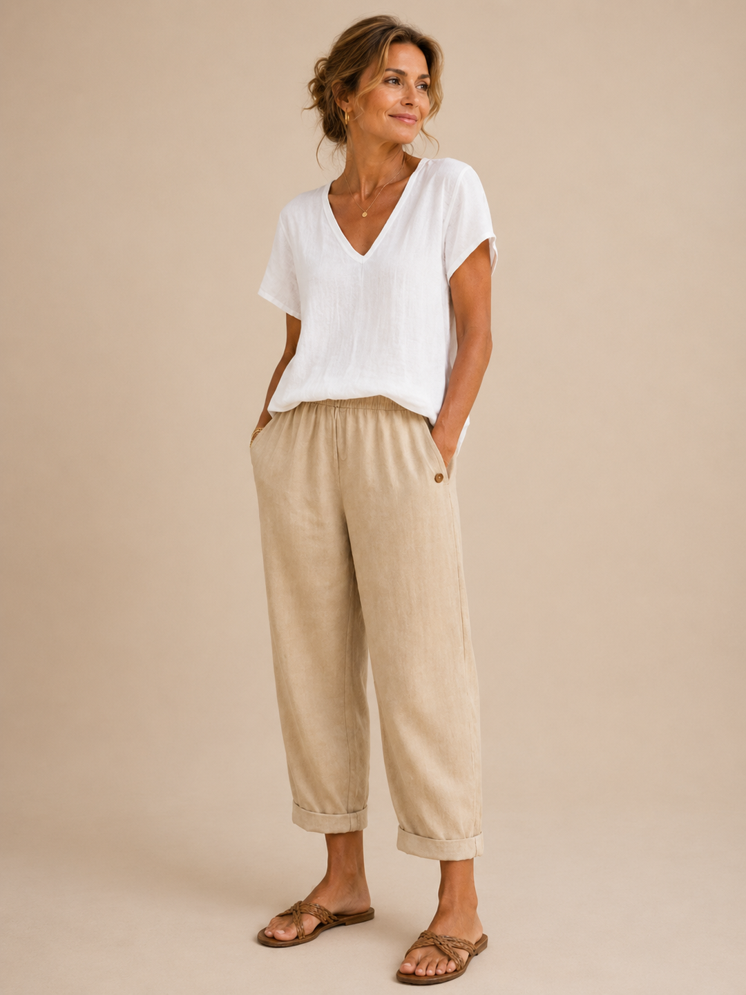 Livia | Pantalone Elegante Effetto Lino
