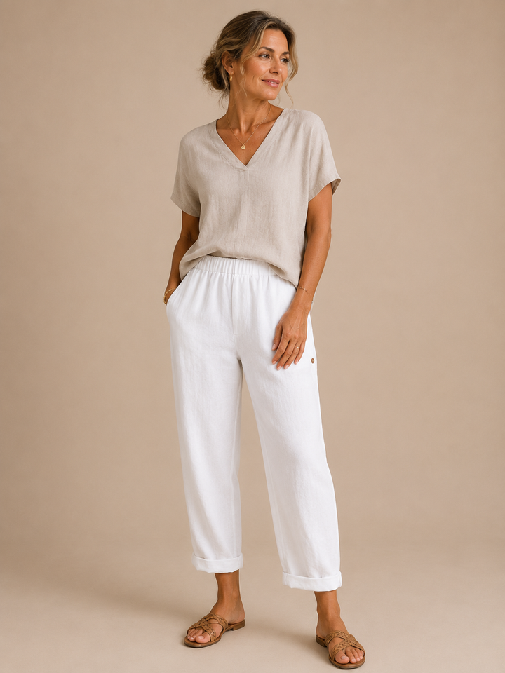 Livia | Pantalone Elegante Effetto Lino