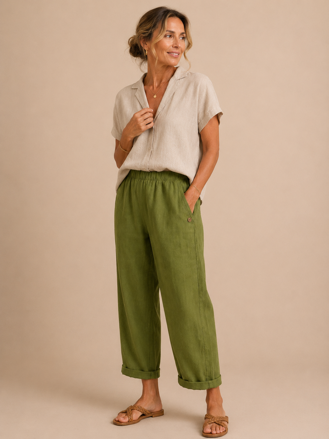 Livia | Pantalone Elegante Effetto Lino