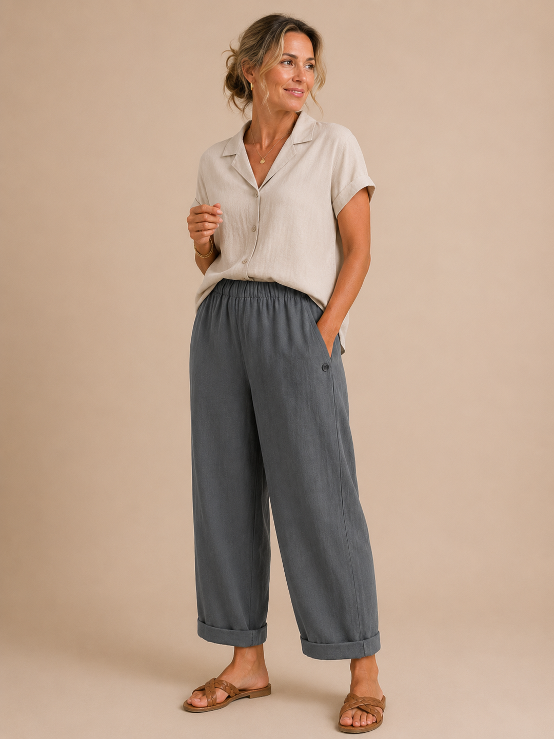 Livia | Pantalone Elegante Effetto Lino