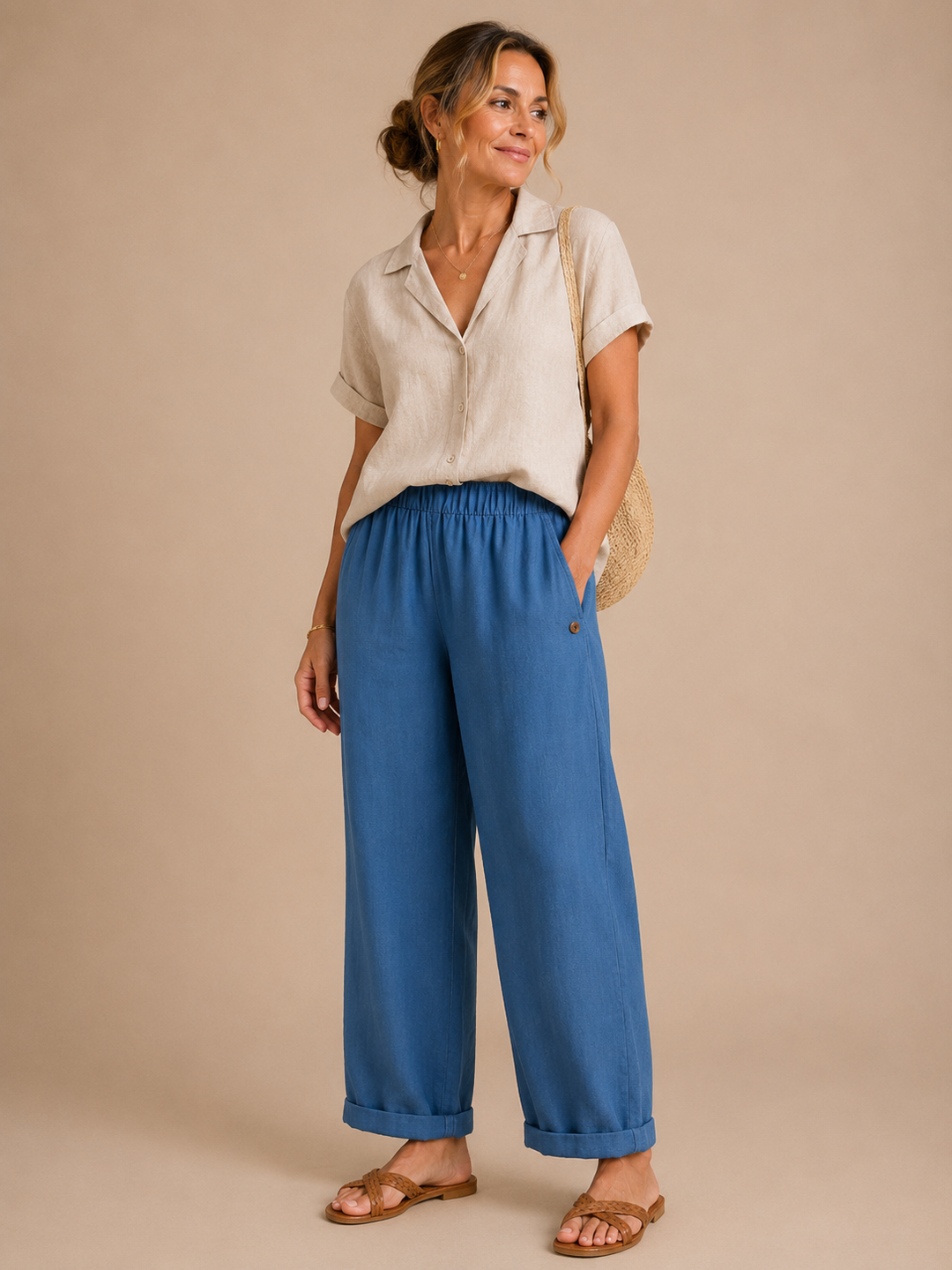 Livia | Pantalone Elegante Effetto Lino