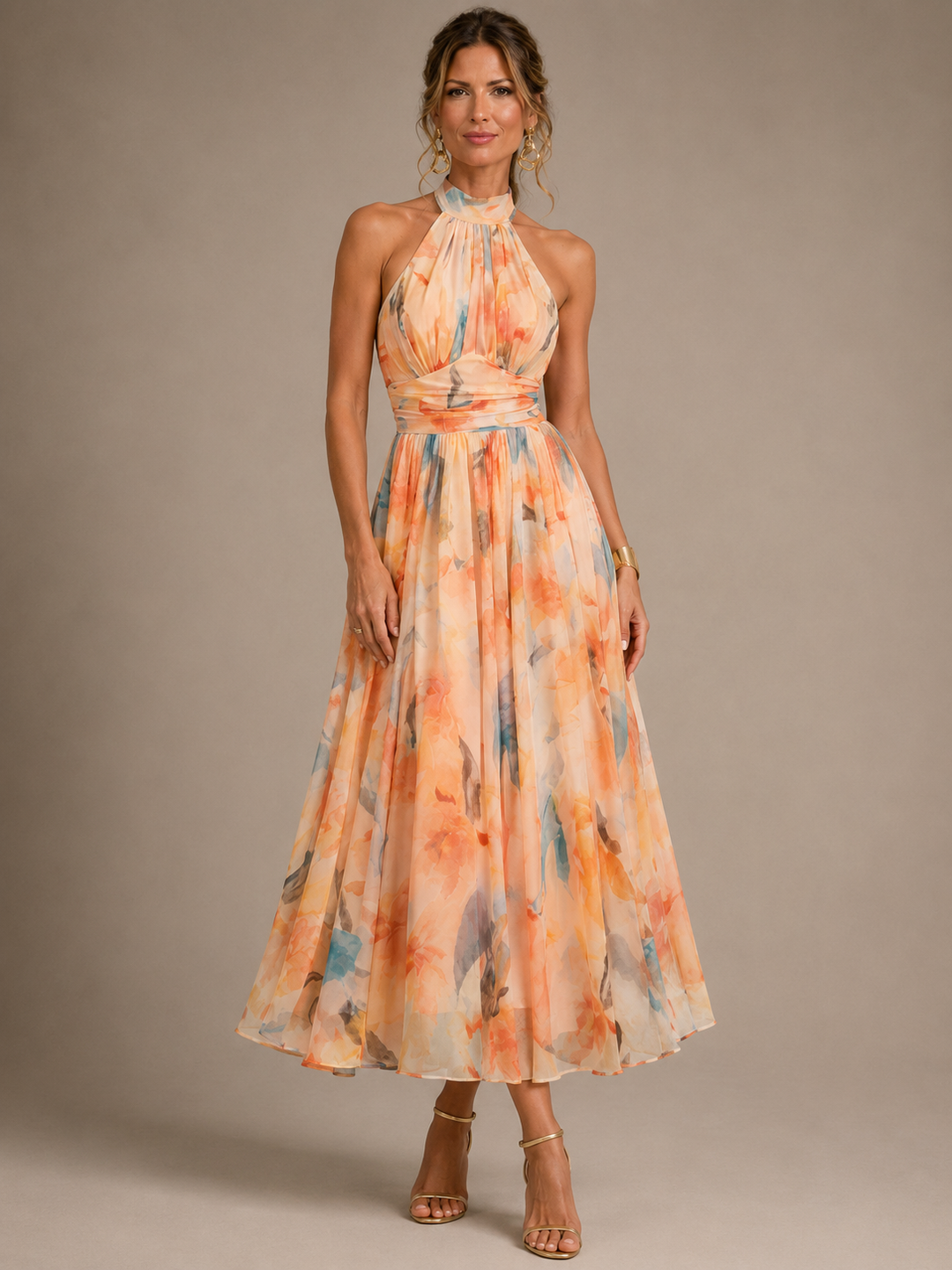 Aurora | Abito Maxi Elegante con Collo All'Americana