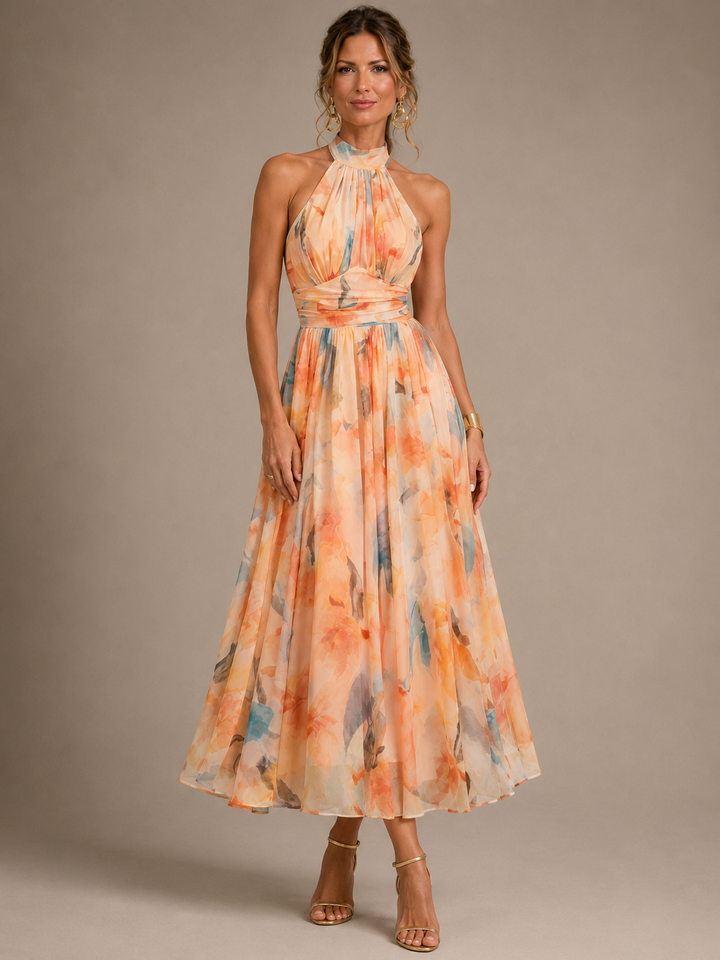Aurora | Abito Maxi Elegante con Collo All'Americana