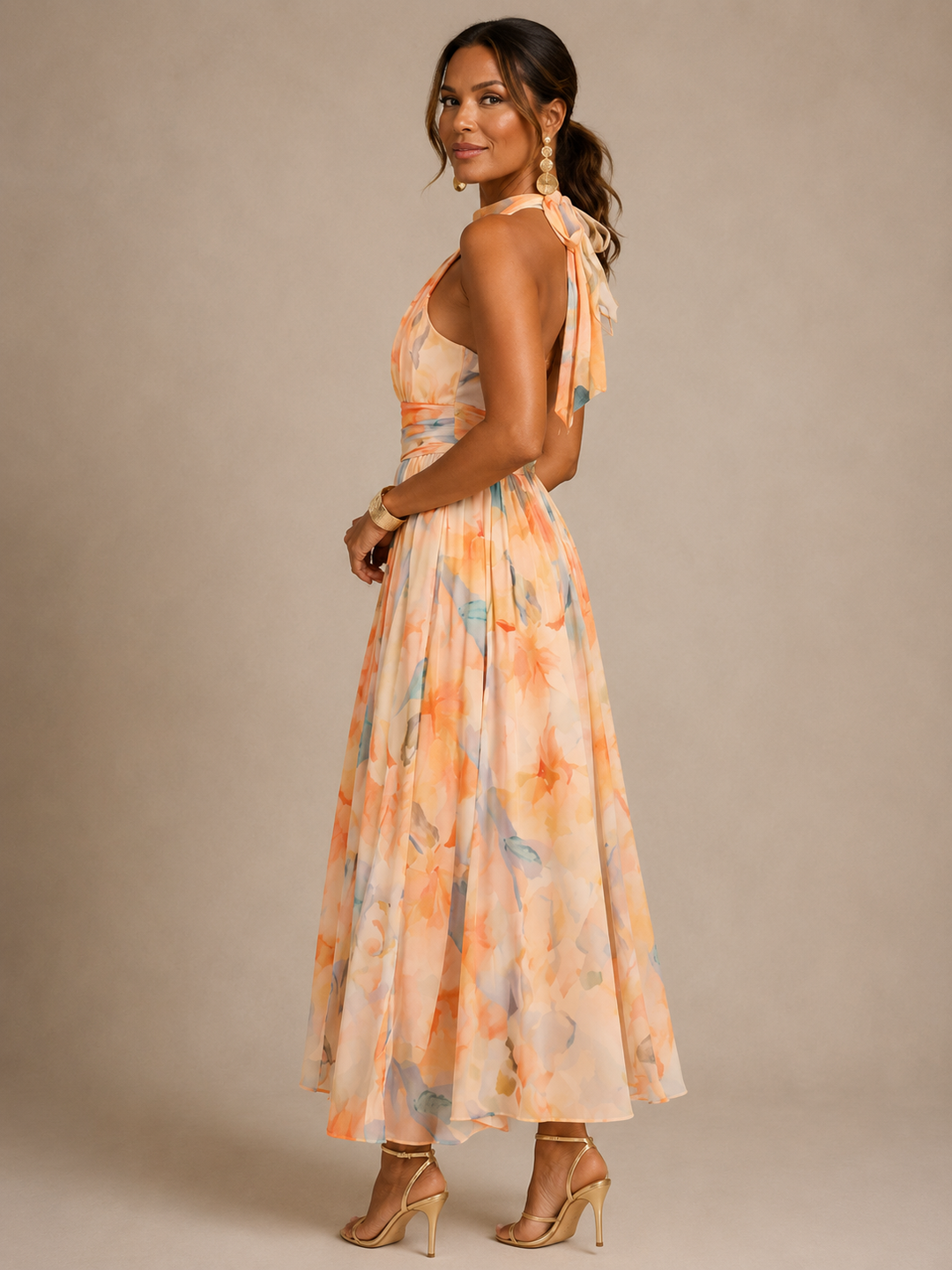 Aurora | Abito Maxi Elegante con Collo All'Americana