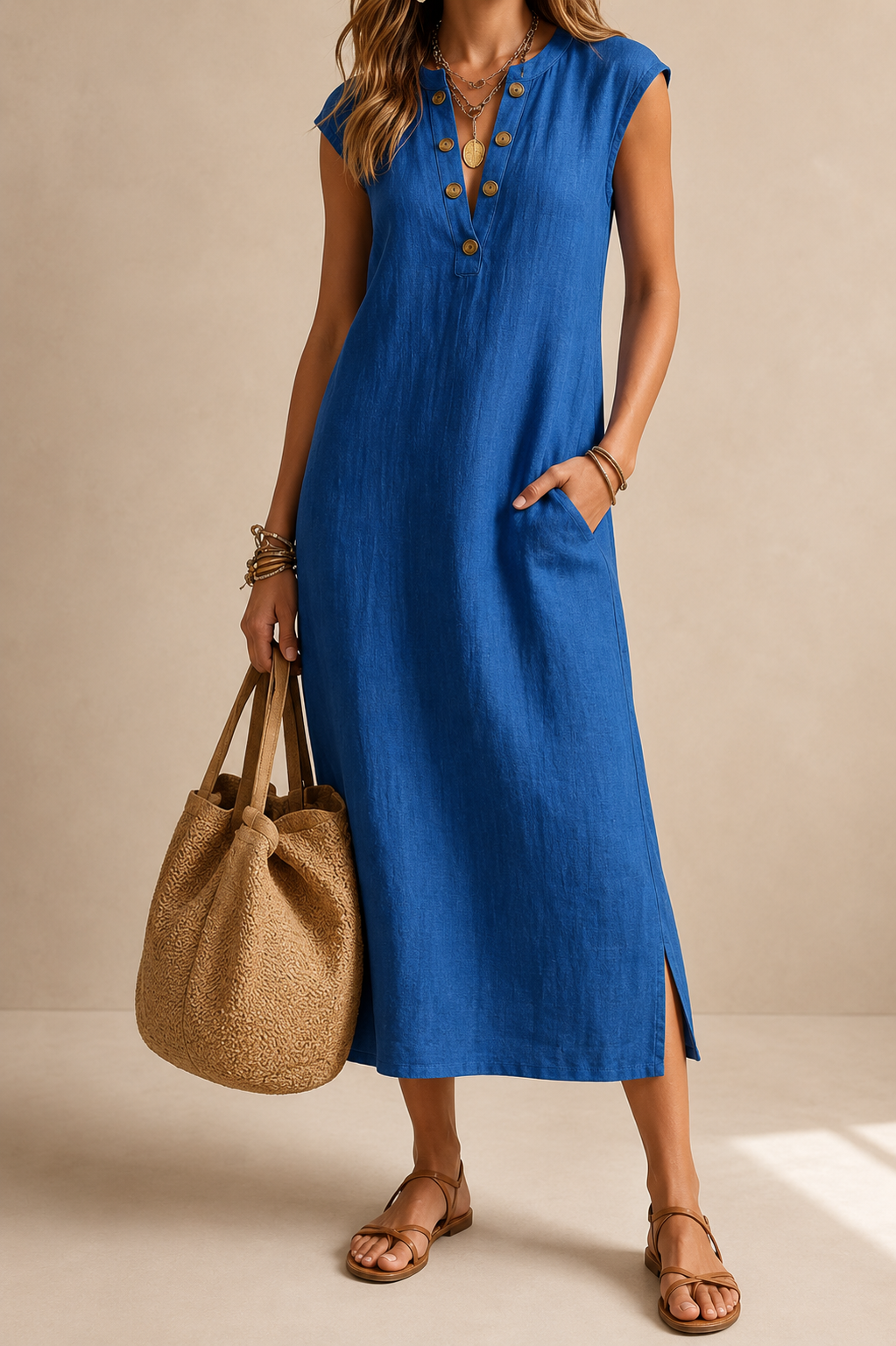 Chiara | Abito Midi con Bottoni