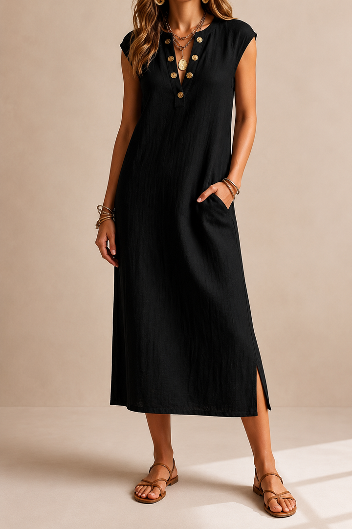 Chiara | Abito Midi con Bottoni