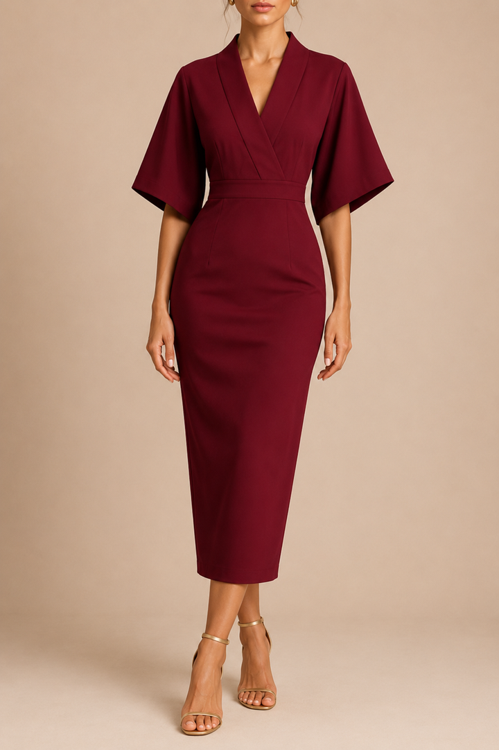 Sofia | Abito Midi Elegante con Maniche a Campana