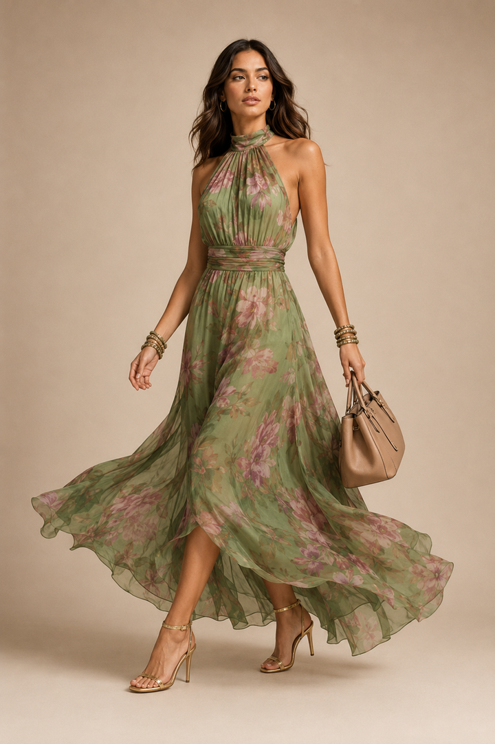 Aurora | Abito Maxi Halter Floreale